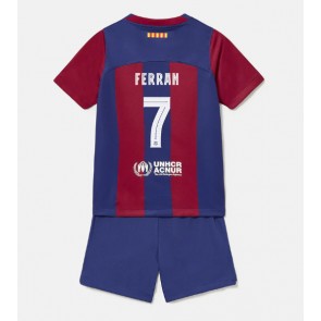 Barcelona Ferran Torres #7 Dětské Domácí dres komplet 2023-24 Krátký Rukáv (+ trenýrky)